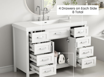 Bathroom Vanity Cabinet Only With 2 Soft Close Doors And 8 Drawers
