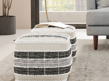 Barley - Square Pouf - White / Beige / Black