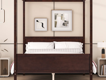 Canopy Platform Bed With Headboard And Footboard, Slat Support Leg