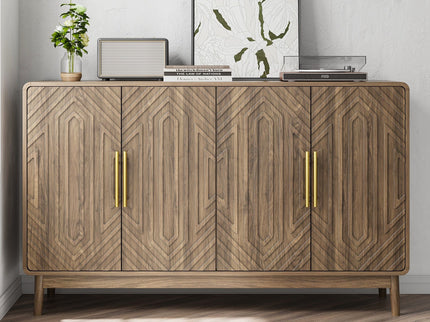 Sideboard Buffet Cabinet With Carved Doors And Adjustable Layer Board