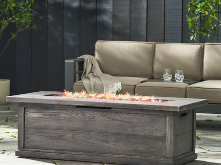 Transitional Rectangular Outdoor Propane Fire Pit With 50, 000 Btu