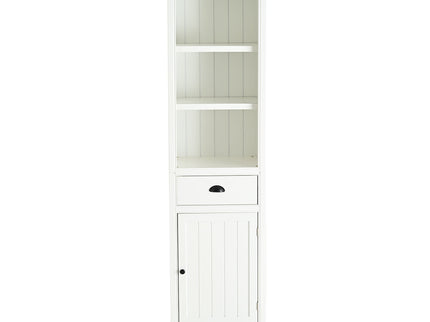 Retro Style 75'' Tall Display Shelf With Cabinet For Hallways Living Room Kitchen - White