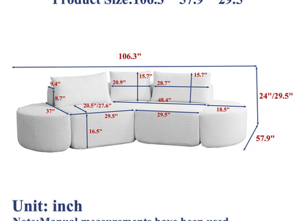 V - Shaped Modular Sofa Set With 3 Pillow