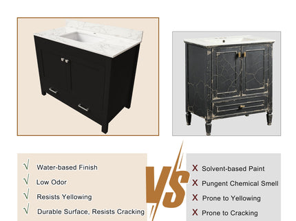 Bathroom Vanity Set, Cabinet With Doors & Drawers, Single Faucet Hole - Black