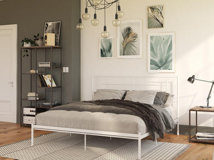 Praxis - King Bed With Simple Headboard - White