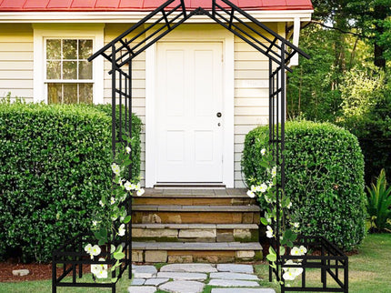 Garden Arch With Adjustable & Climbing Plants Support - Black