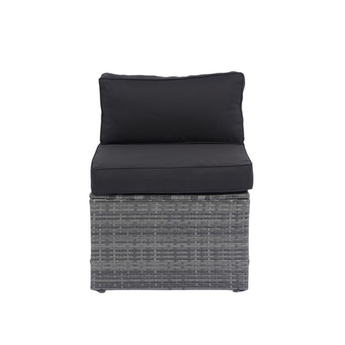 5 Pieces Rattan Sectional Outdoor Furniture Cushioned U Sof Set With 2 Pillow - Gray / Black
