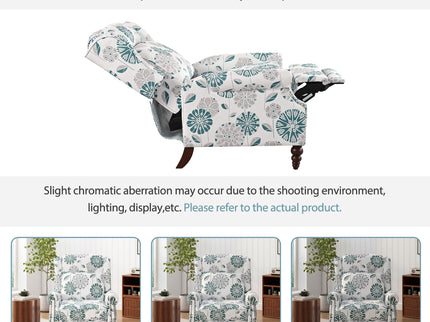 Push Back Recliner Chair Upholstered Recliner Armchair With Classic Wing Back And Solid Gourd-Shaped Legs