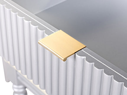 Luxury Vanity Desk With Round Mirror Height Adjustable Dressing Table Set Engineered Wood - Silver