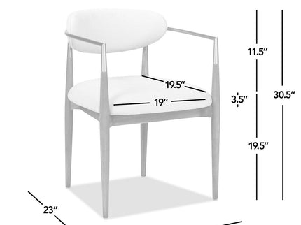 Artemis - Mixed Material Upholstered Dining Arm Chair - Warm White