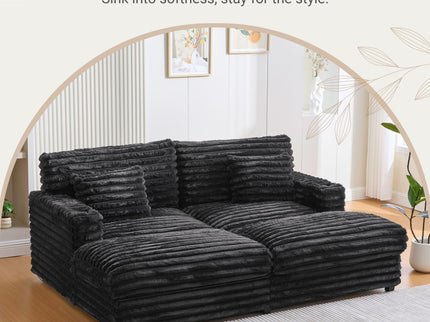 Oversized Double Chaise Lounge Sofa Bed With USB Ports And Cup Holders