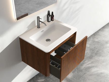 Etna - Striped Bathroom Vanity With Ceramic Sink, Wall Mounted Floating Bathroom Vanity For Modern Bathroom