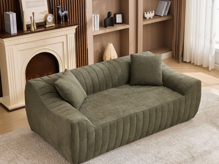Oversized 2 Seater Loveseat With 2 Decor Throw Pillows, Deep Seat Sofa For Living Rooms
