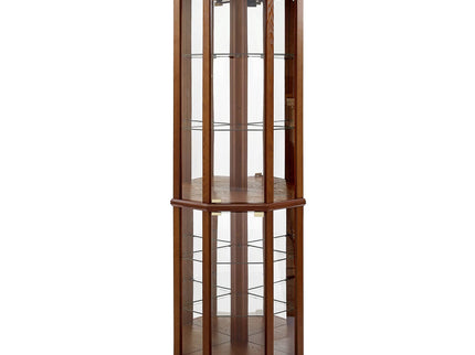 6 Shelf Lighted Corner Curio Cabinet With Adjustable Tempered Glass Shelves And Mirror Back (E26 Light Bulb Not Included)
