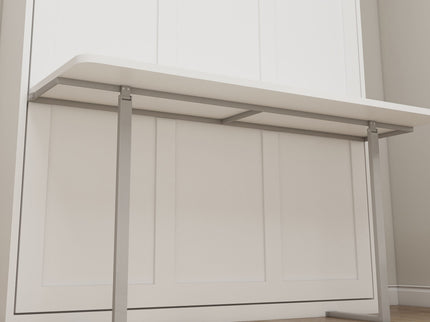 Queen Size Murphy Wall Bed With Side Storage Cabinets - White