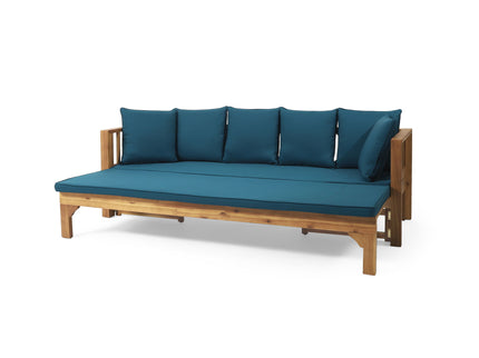 Outdoor Daybed With X-Shaped Panel Backrest And Armrests - Teak