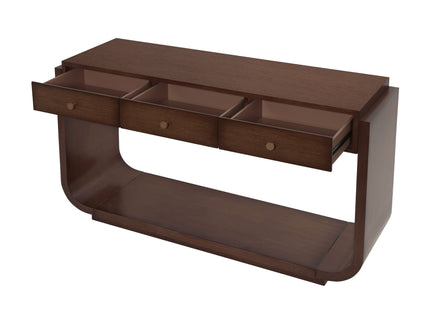 Console Table With 3 Drawers, Display Shelf, Curved Legs - Walnut