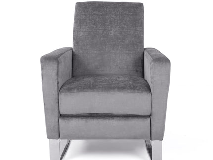 Bolt - Upholstered Recliner Chair With Stainless Steel Base - Gray / Chrome