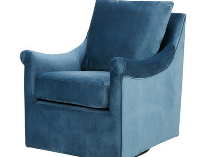 Swivel Chair With Curved Arms And Straight Back - Blue