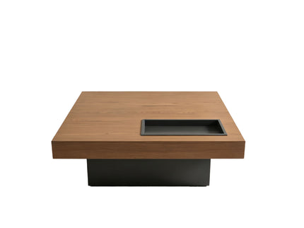 Square Floating Coffee Table For Living Room - Dark Walnut