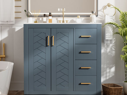Bathroom Vanity With Sink Combo, Storage Cabinet, Freestanding Set With 3 Drawers & Soft Closing Doors