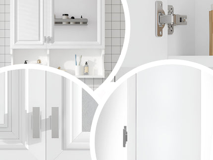 Wall Mounted Mirror Medicine Cabinet, Bathroom Storage With Doors And Open Shelves