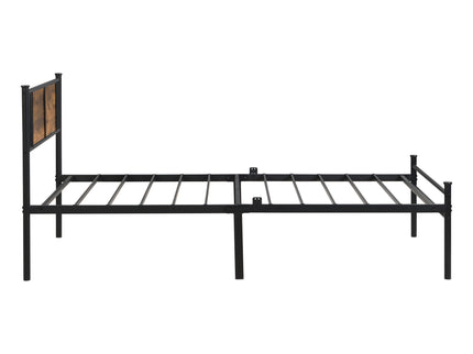 ModerMetal Bedframe With Wood Panel Headboard