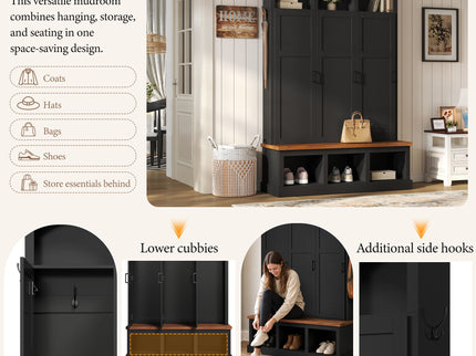 Classic Arched Design Hall Tree With 3 Hidden Storage