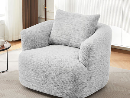 360° Swivel Barrel Sofa Chair With Throw Pillow, Upholstered Accent Chair