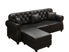 Black / 3 Pc. 3 Seater Sofa, 2 Seater Sofa, Ottoman