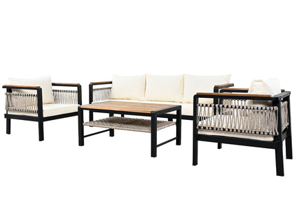 4 Pieces Outdoor Sectional Sofa Set 5 Person Patio Seating Group Outdoor Conversation Set With Cushions And A Coffee Table For Patios