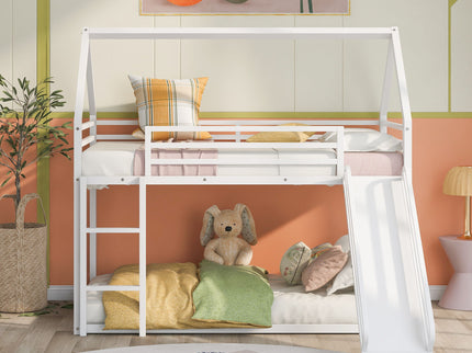 Twin Over Twin House Bunk Bed With Ladder And Slide