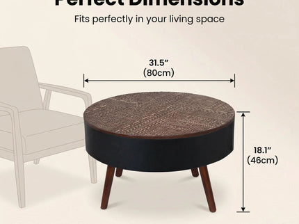 Round Coffee Table With Storage Function For Living Rooms