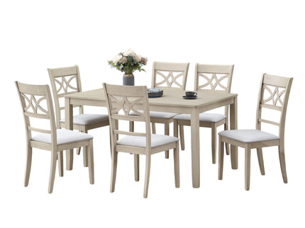 Ferris - 7 Piece Dining Set With Cross Back Chairs And Rectangular Table - Antique White