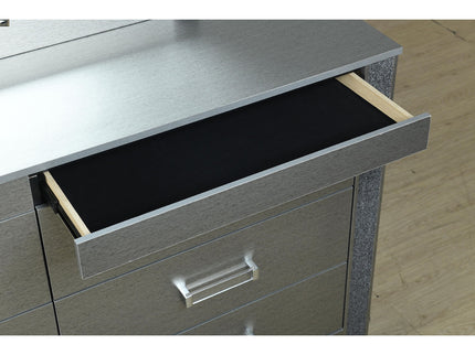 Lorenzo - Dresser With Hidden Jewelry Compartment And Bar Handles In - Silver