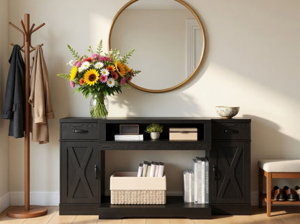 TV Stand With Adjustable Shelves & Double Doors