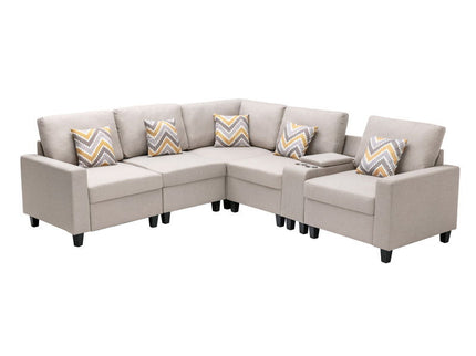 Nolan - Fabric 6 Piece Sectional Sofa With Pillows And Interchangeable Legs