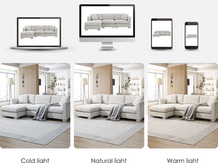 Modern Cloud Sectional Sofa L Shaped Luxury Couch Set With 2 Free Pillows 4 Seat With Oversized Chaise
