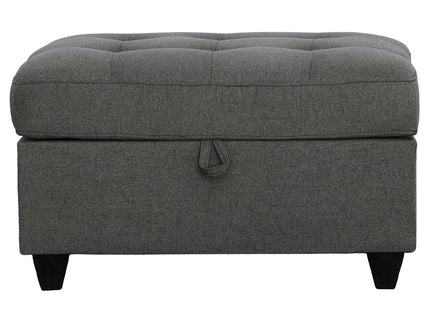 Storage Ottoman With Tufted Design - Gray
