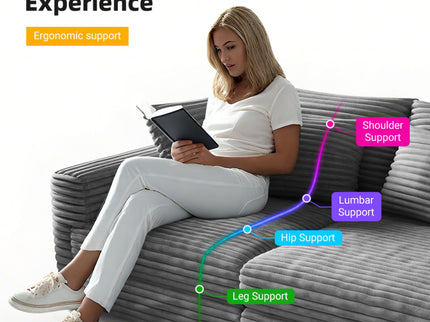 Convertible Deep Seat Sofa With Soft Pillows And Ottomans
