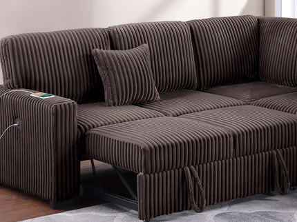Convertible Sectional Upholstered Sleeper Sofa With Storage Chaise