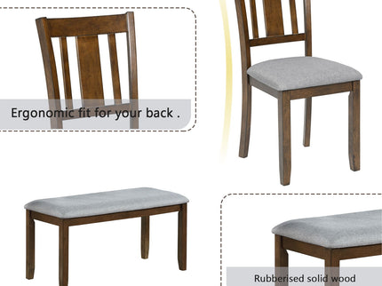 Kitchen Dining Set, Rectangular Dining Table With Upholstered Chairs