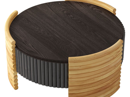 Modern Colorblocked Striped Coffee Table With Flip Top Storage