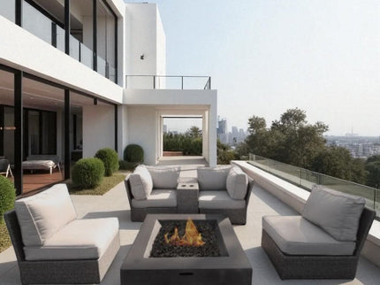 Patio Conversation Set & Cushions, Seats 4 - Gray Mix