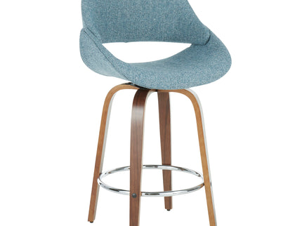 Fabrico - Mid Century Modern, Fixed Height Counter Stool With Round Footrest (Set of 2)