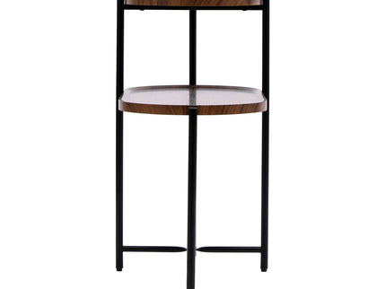 Round Coffee Table With Storage Tray 2 Tier Oval End Tables Wooden Small Side Table For Living Room