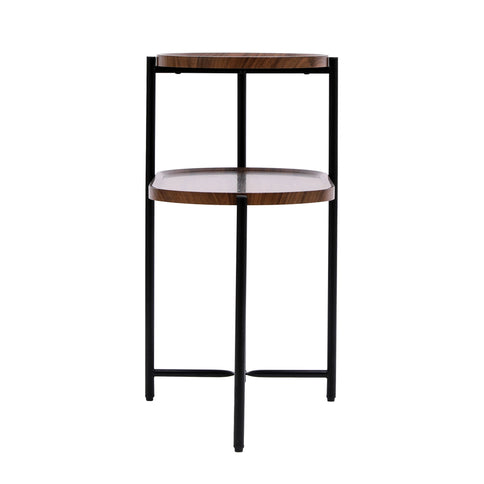 Round Coffee Table With Storage Tray 2 Tier Oval End Tables Wooden Small Side Table For Living Room