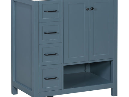 Bathroom Vanity With Sink Top, Bathroom Vanity Cabinet With 2 Doors And 2 Drawers, Open Shelf