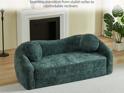Curved Convertible Sofa, 2 In 1 Frameless Folding Sofa Bed With Pull Out Base And Deep Seat