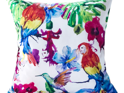 Tropical Parrot Outdoor & Indoor Pillow With Solarium - Multicolor